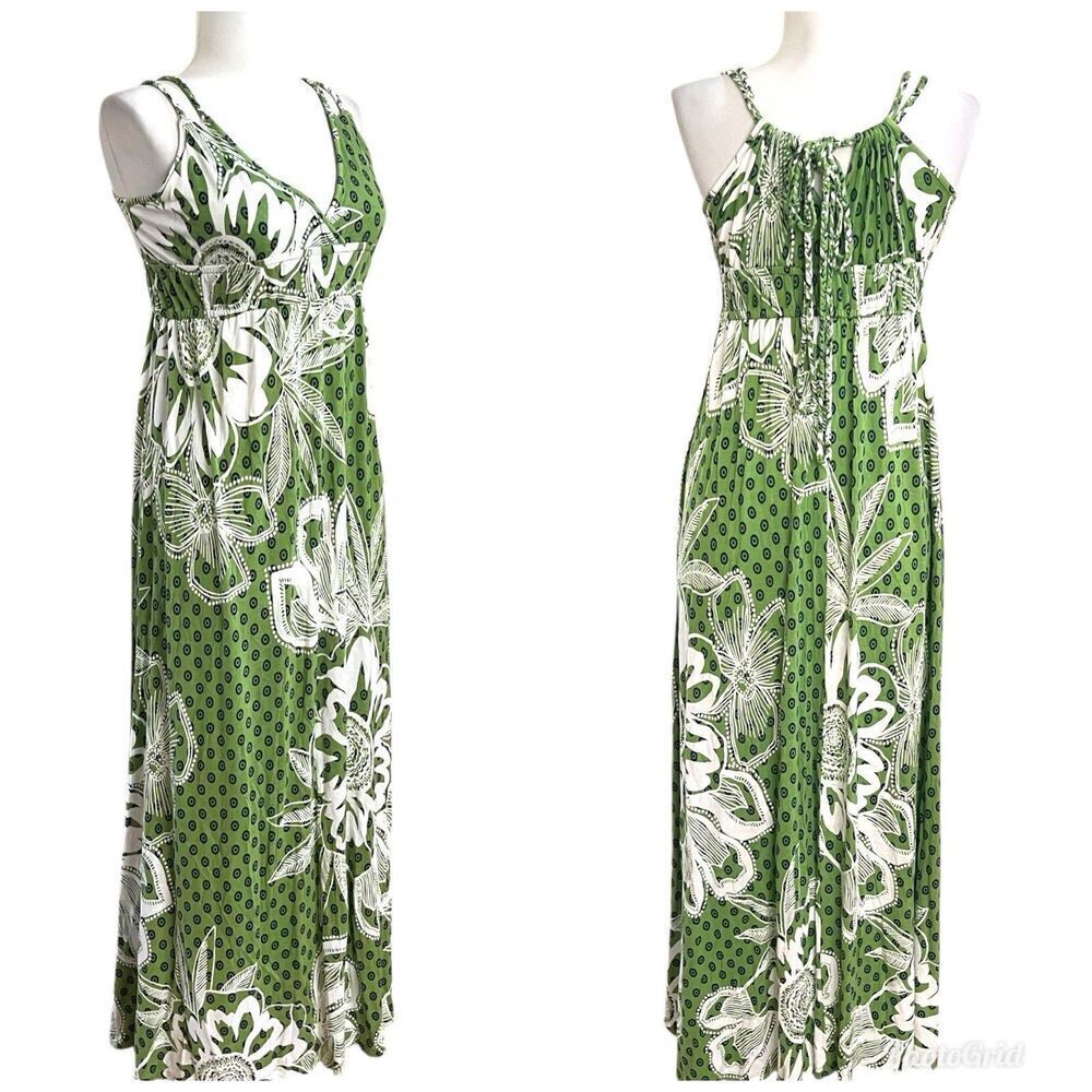 Old Navy Y2K Babydoll Floral Maxi Dress Smal Green - Picture 2 of 14